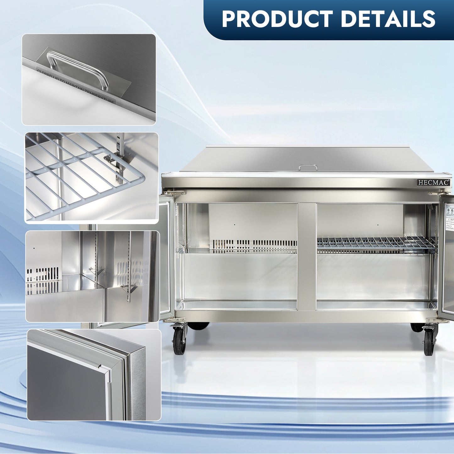 HECMAC 48" W Commercial Salad Prep Table