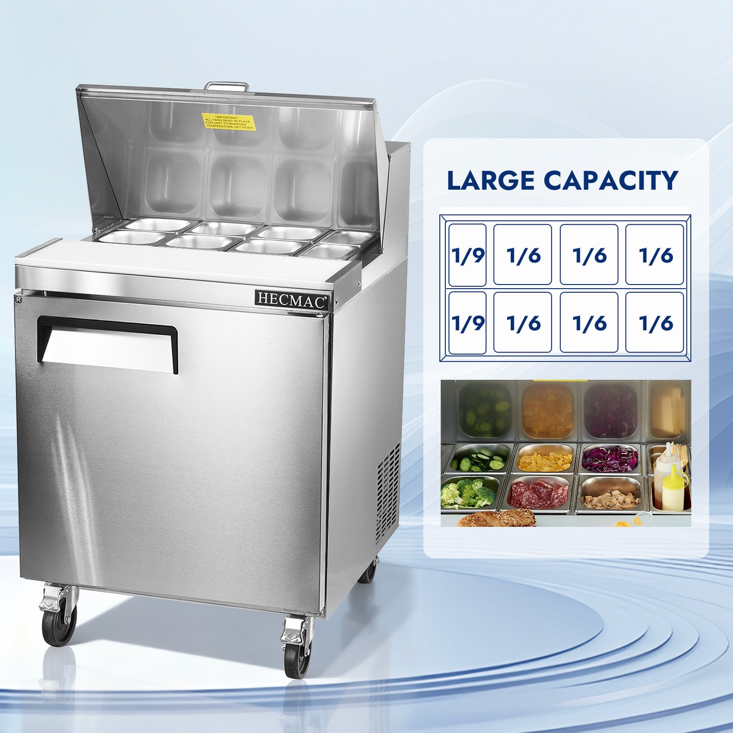 HECMAC 27" W Commercial Salad Prep Table