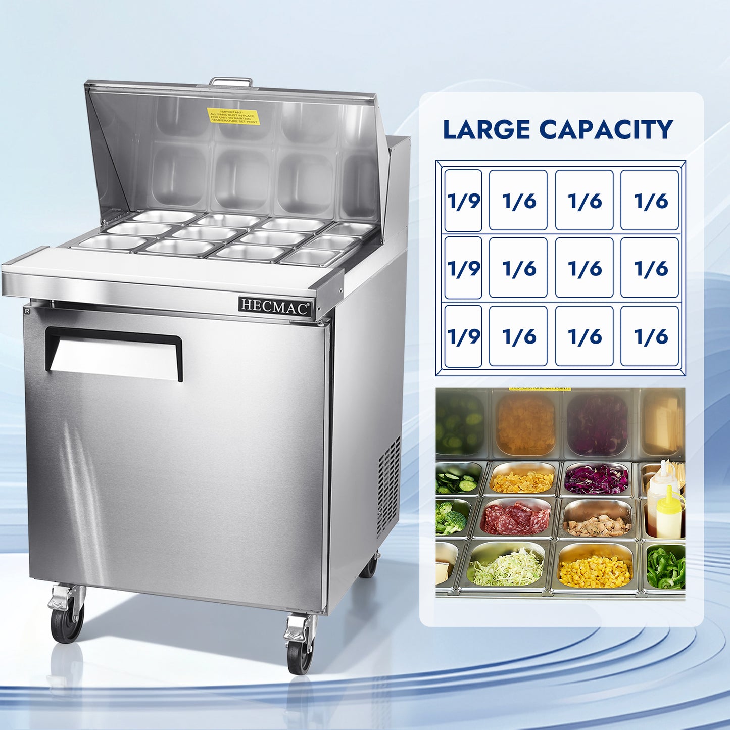 HECMAC 27" W Commercial Salad Prep Table - Mega