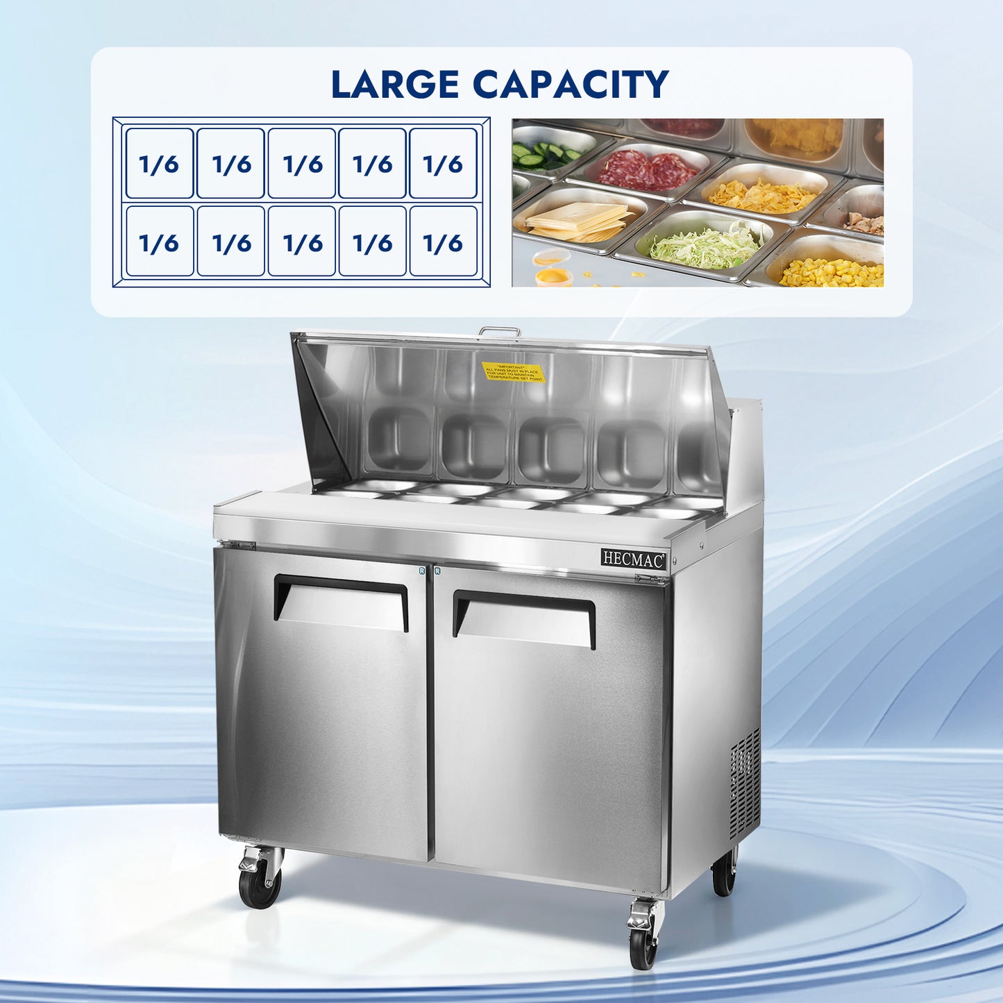 HECMAC 36" W Commercial Salad Prep Table