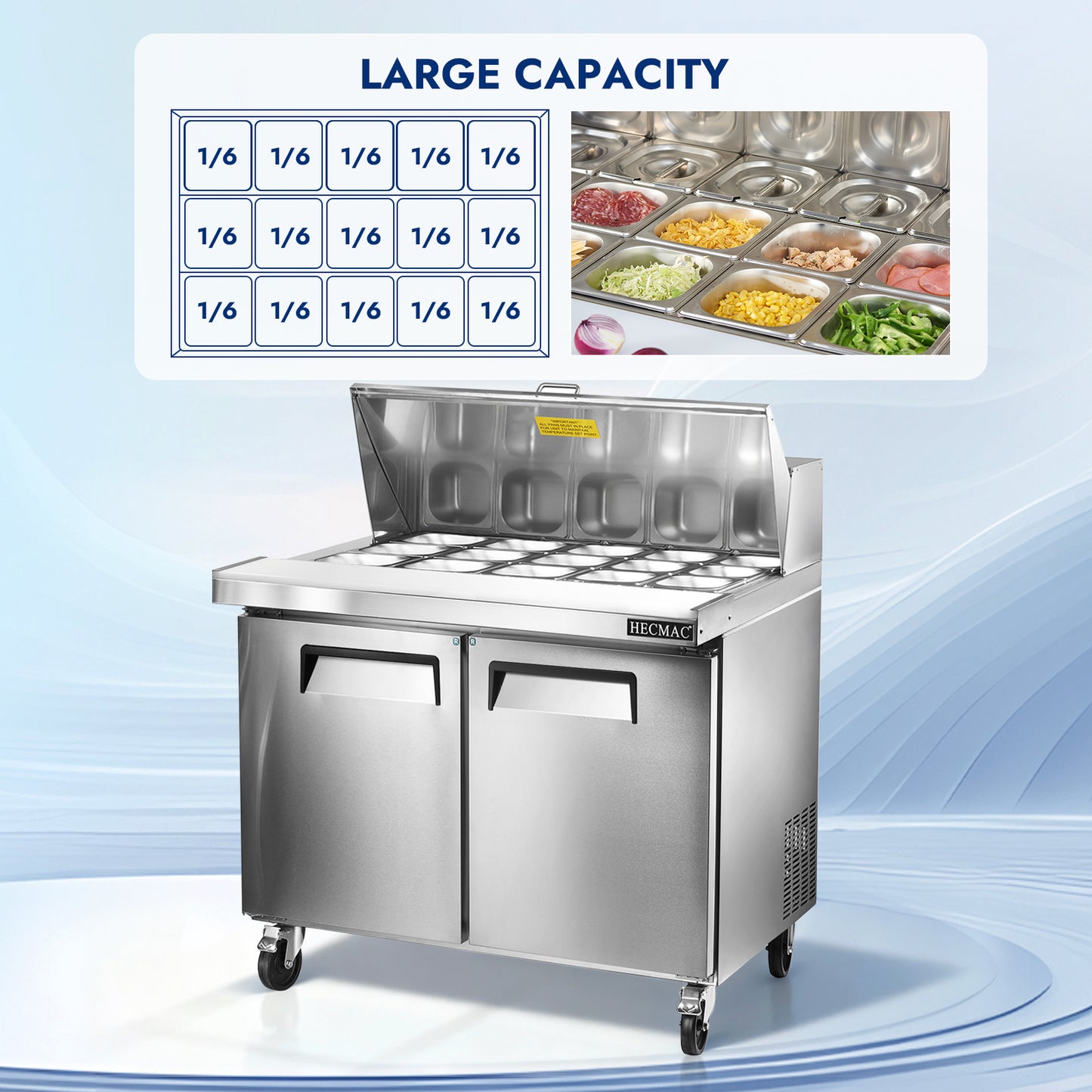 HECMAC 36" W Commercial Salad Prep Table - Mega