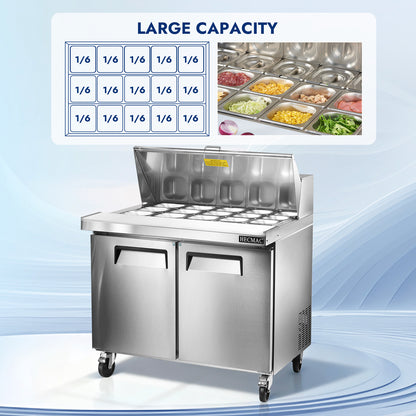 HECMAC 36" W Commercial Salad Prep Table - Mega
