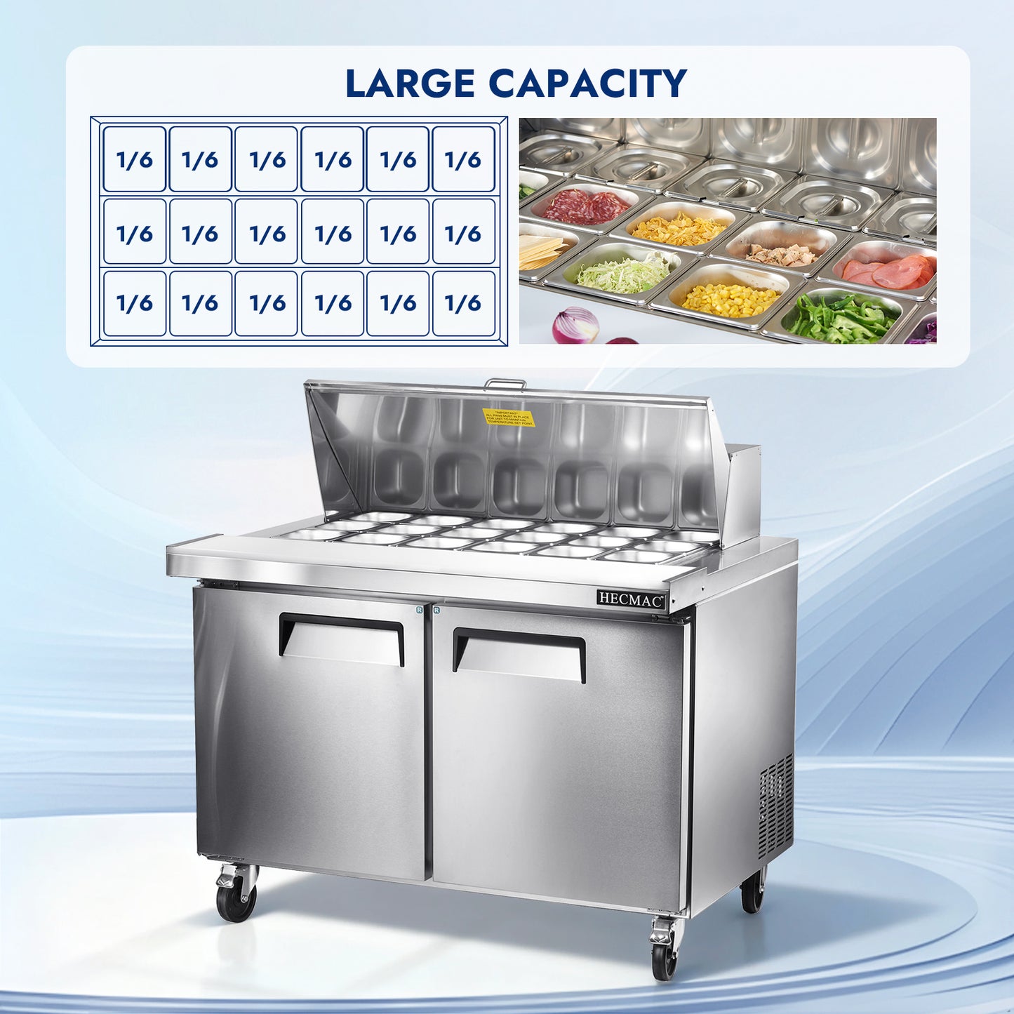 HECMAC 48" W Commercial Salad Prep Table - Mega