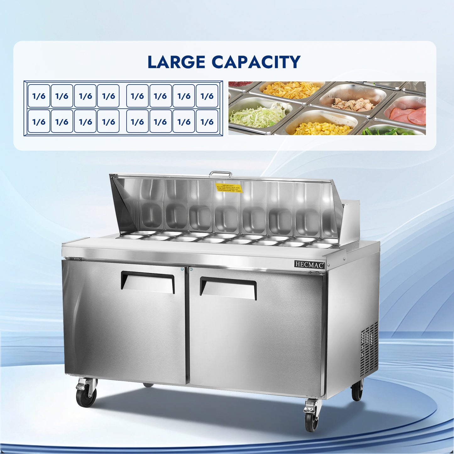 HECMAC 60" W Commercial Salad Prep Table