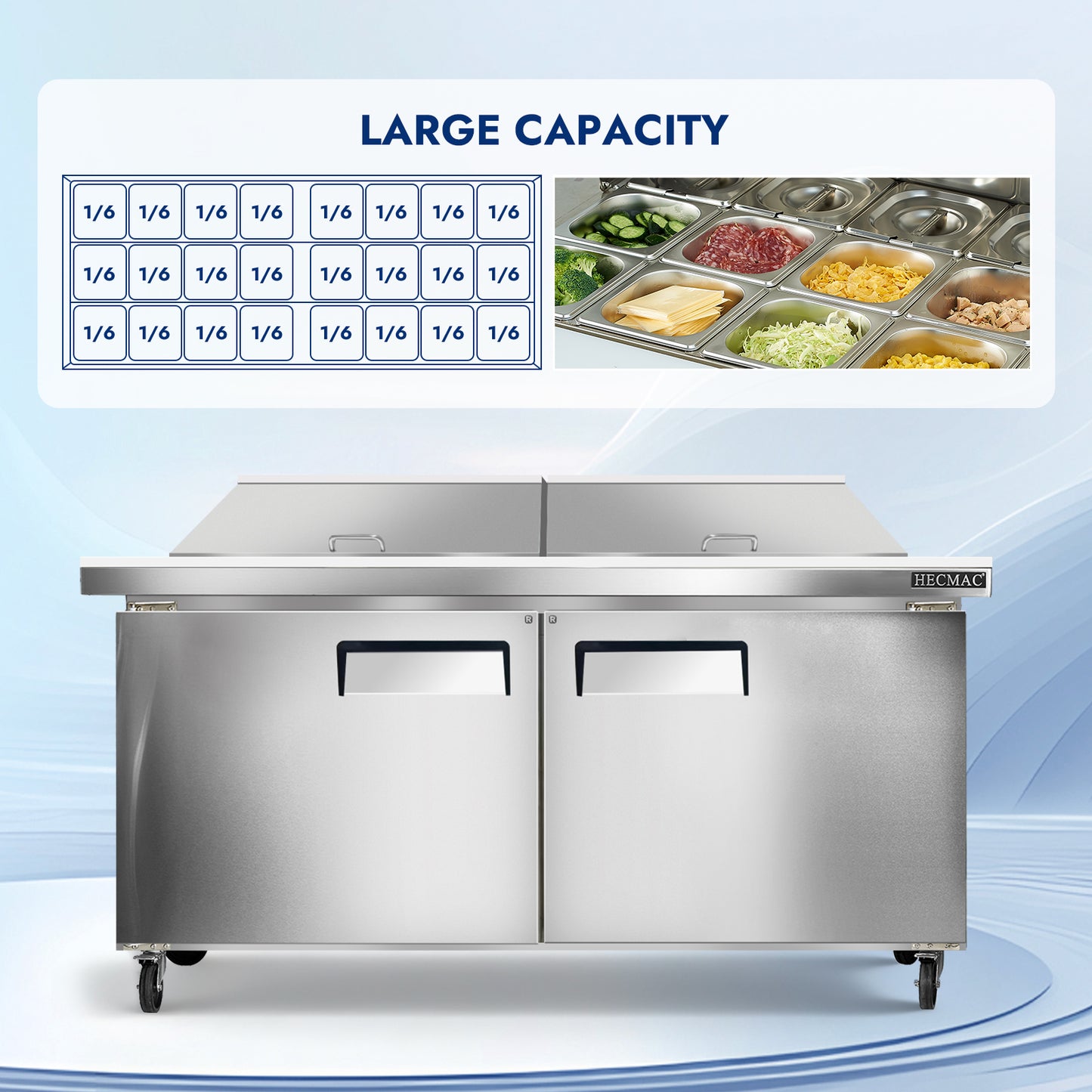 HECMAC 60" W Commercial Salad Prep Table - Mega