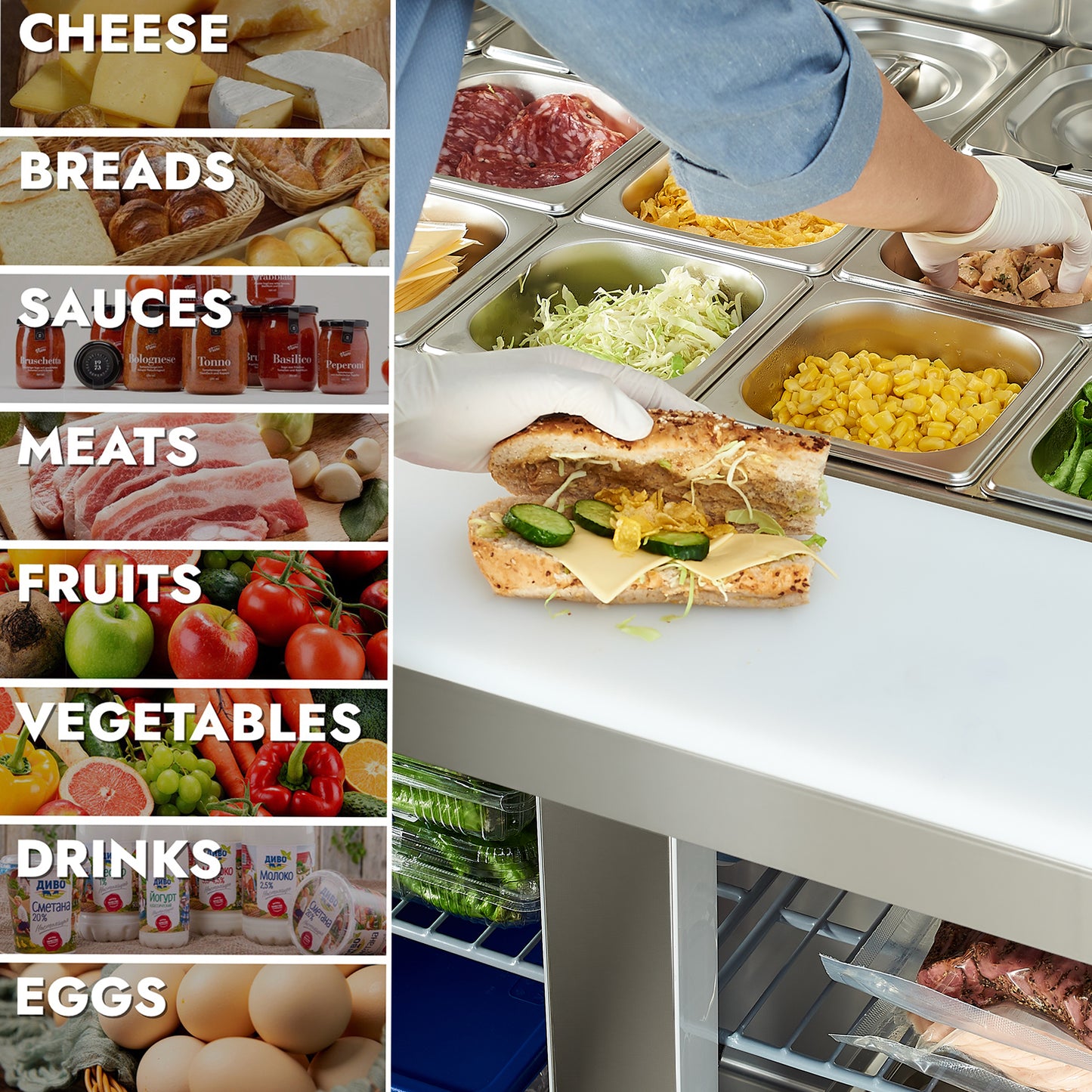 HECMAC 36" W Commercial Salad Prep Table
