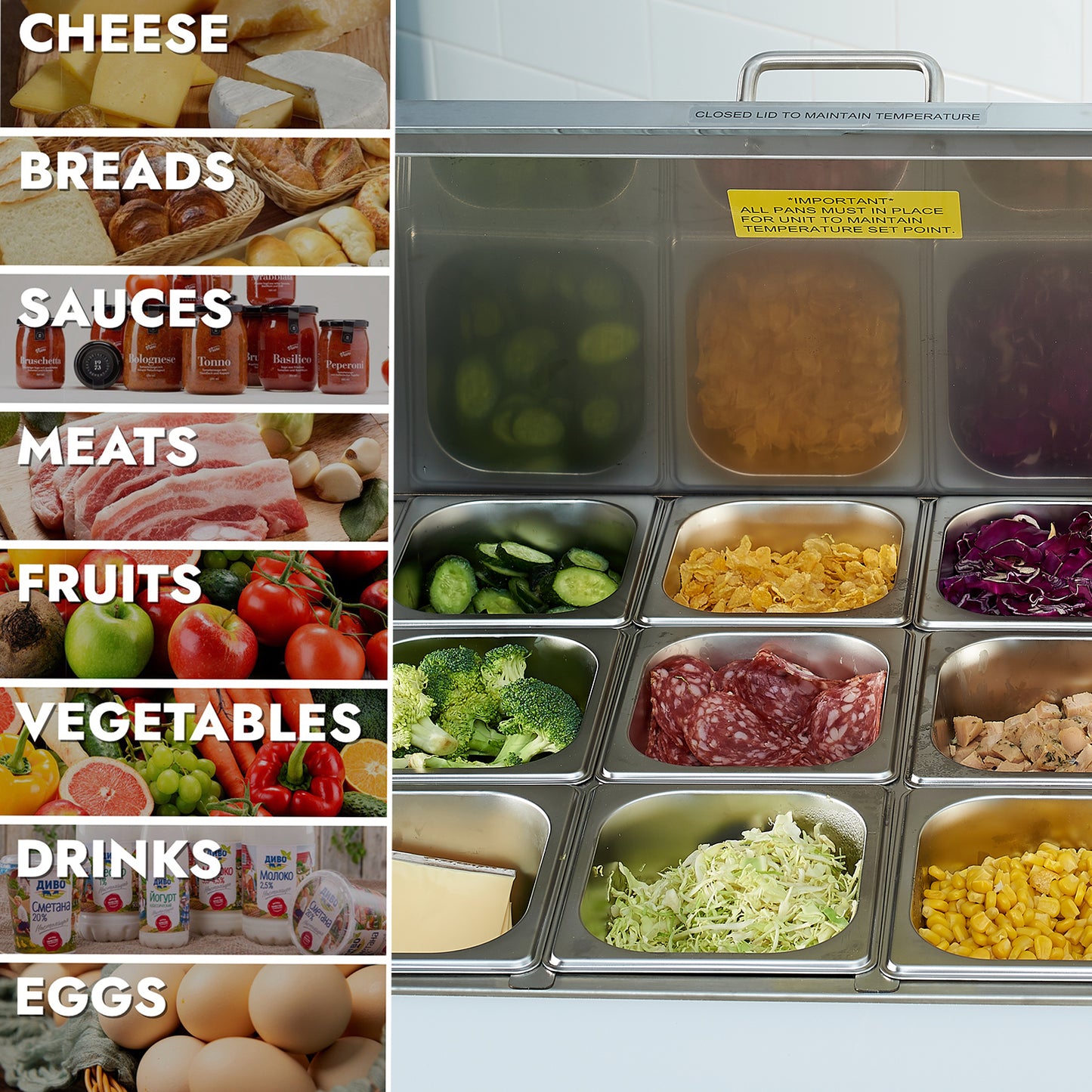 HECMAC 60" W Commercial Salad Prep Table - Mega