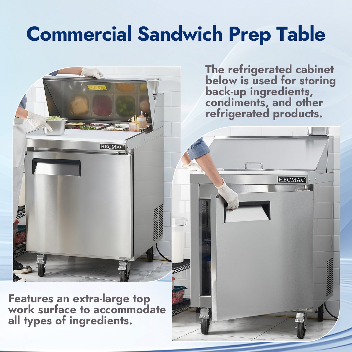 HECMAC 27" W Commercial Salad Prep Table