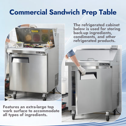 HECMAC 27" W Commercial Salad Prep Table - Mega