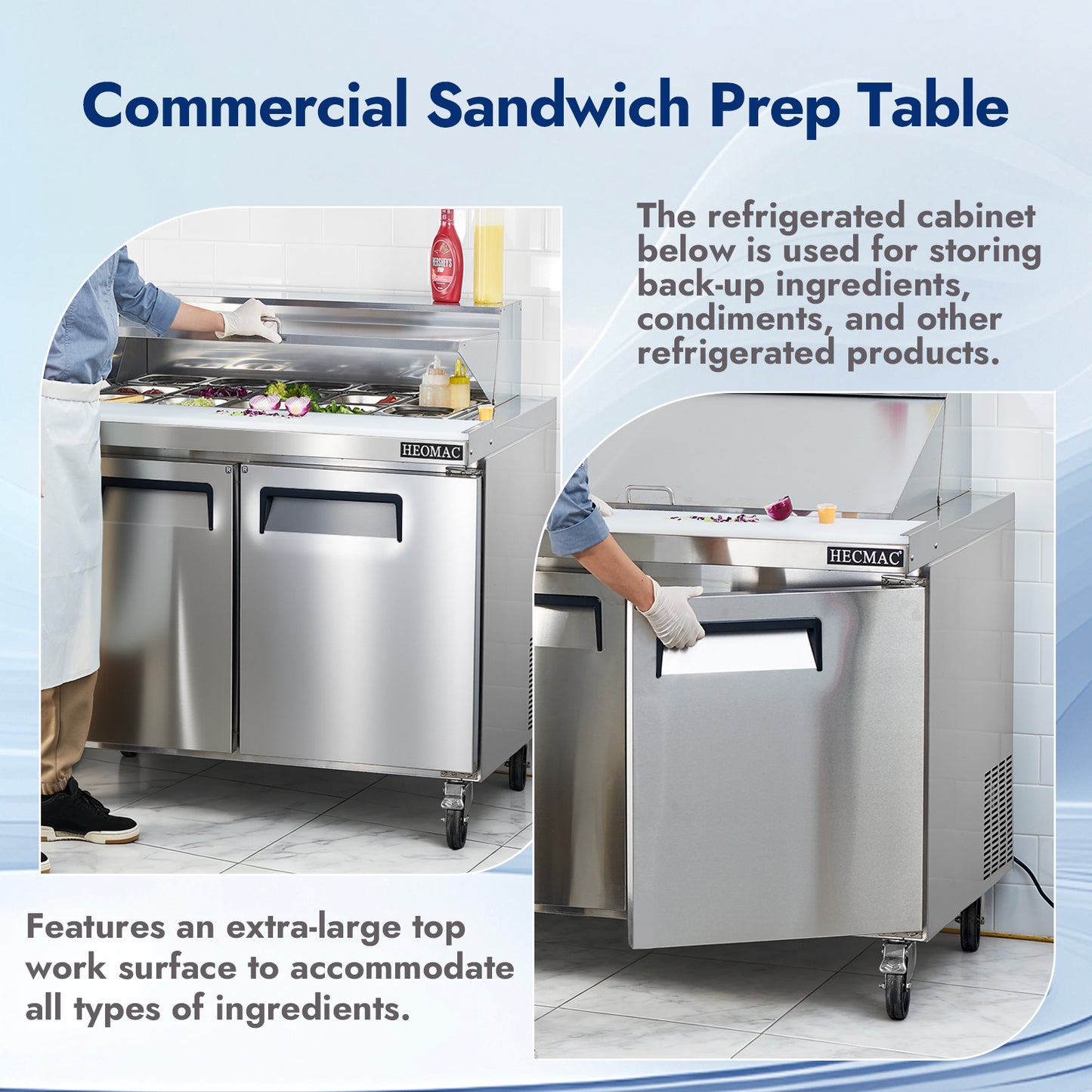 HECMAC 36" W Commercial Salad Prep Table