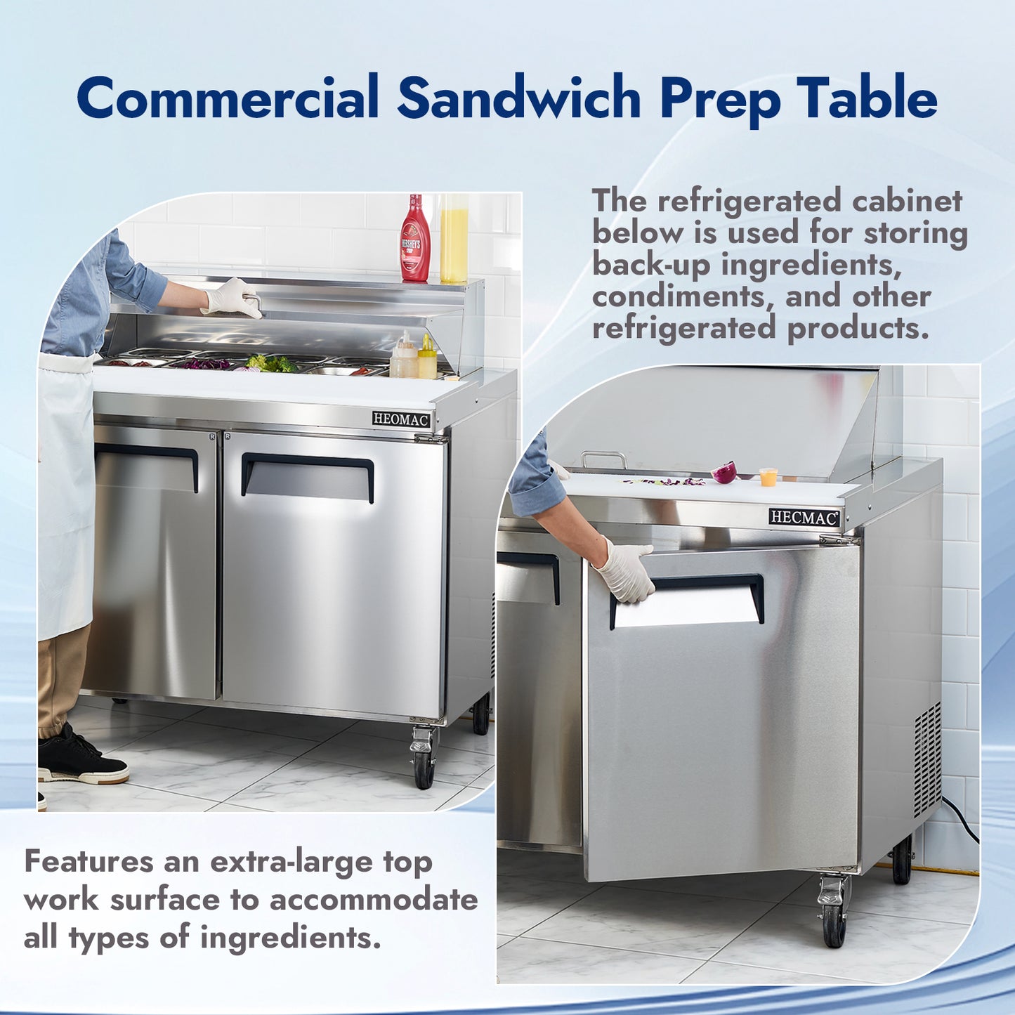HECMAC 36" W Commercial Salad Prep Table - Mega