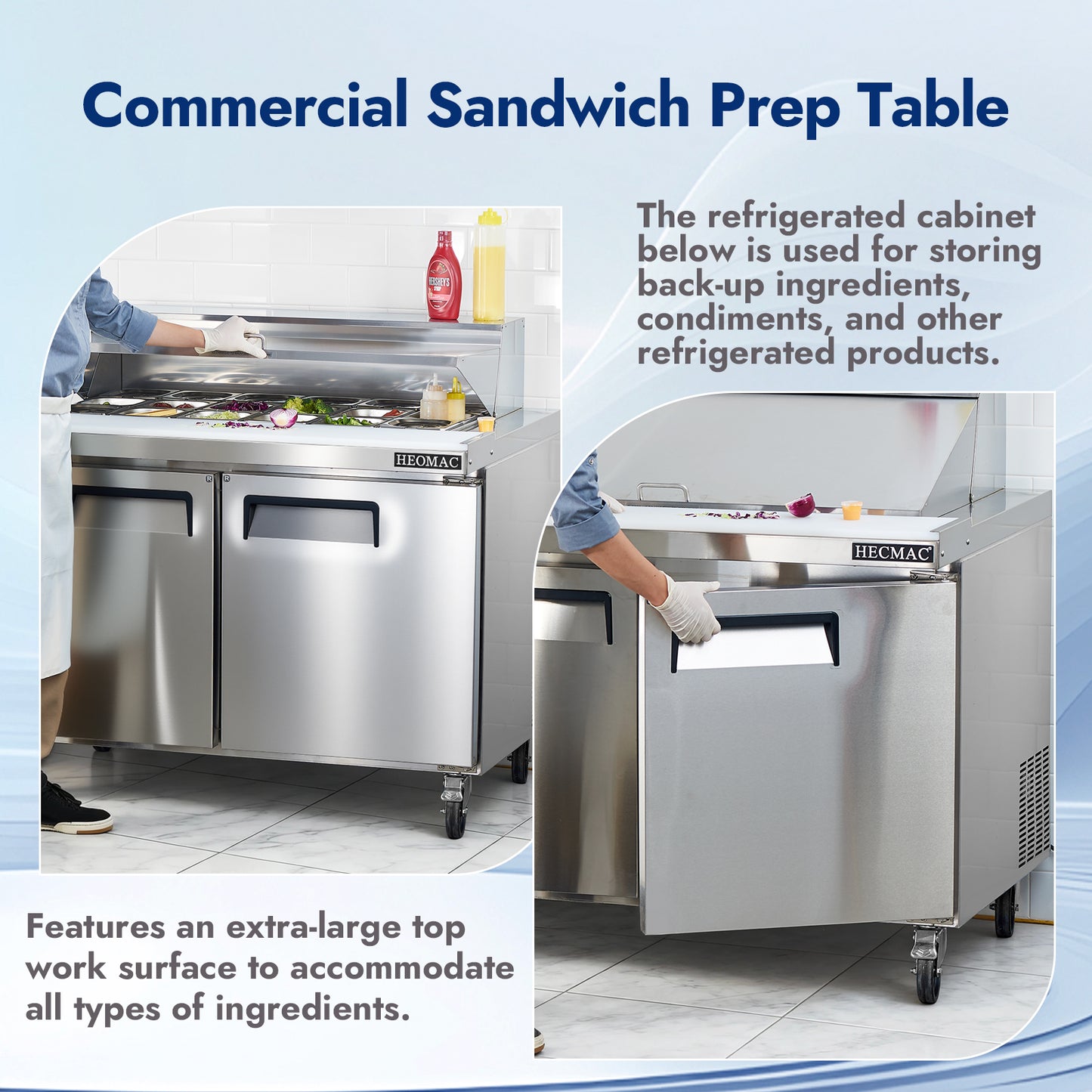 HECMAC 48" W Commercial Salad Prep Table