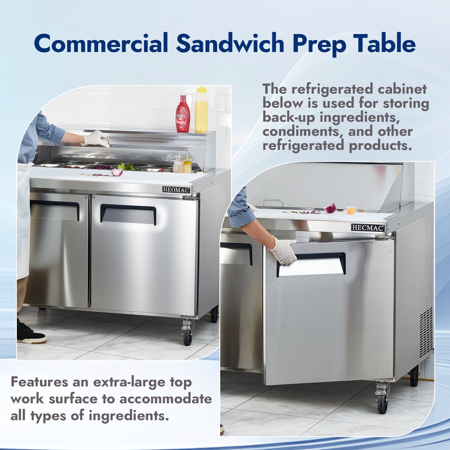 HECMAC 48" W Commercial Salad Prep Table - Mega