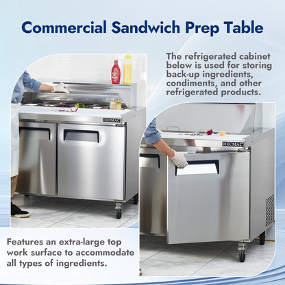HECMAC 48" W Commercial Salad Prep Table - Mega