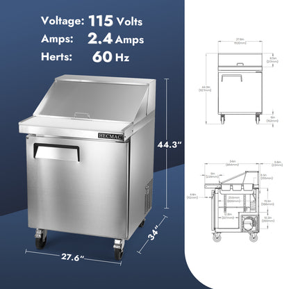 HECMAC 27" W Commercial Salad Prep Table - Mega