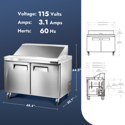 HECMAC 48" W Commercial Salad Prep Table