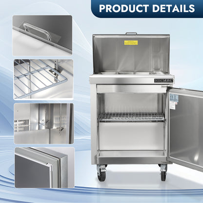HECMAC 27" W Commercial Salad Prep Table