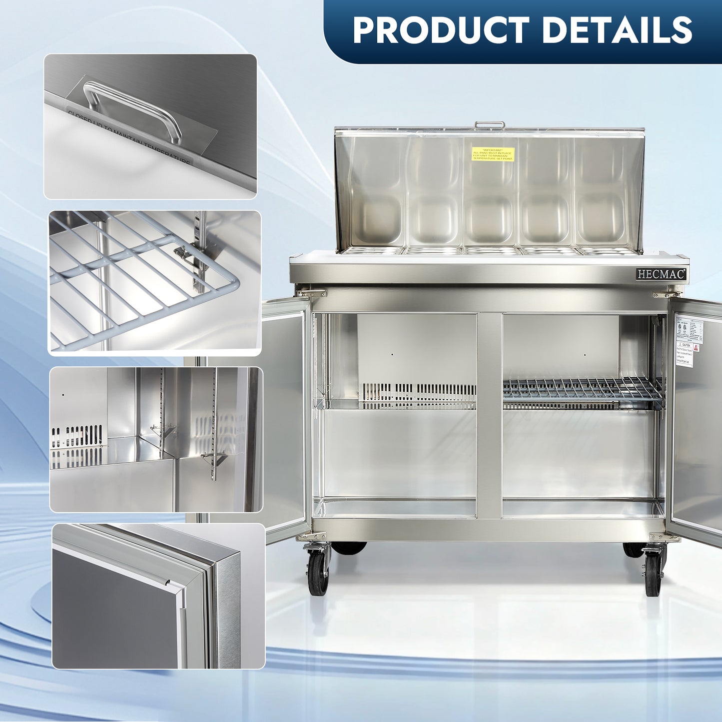 HECMAC 36" W Commercial Salad Prep Table