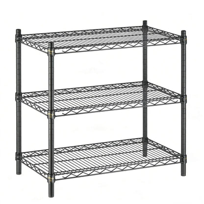 Black Heavy Duty Wire Shelving with 3 Tier Shelves