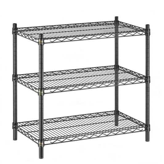 Black Heavy Duty Wire Shelving with 3 Tier Shelves