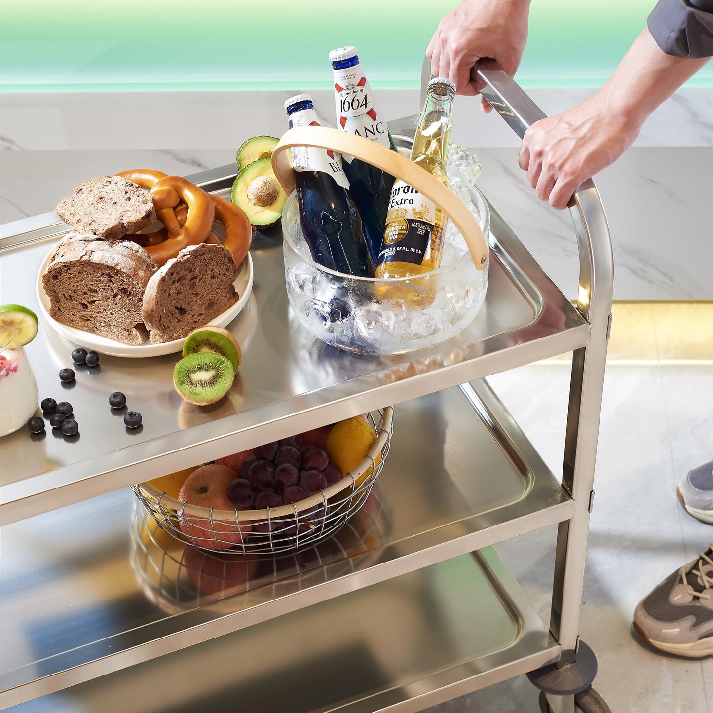 Stainless Steel Serving Trolley
