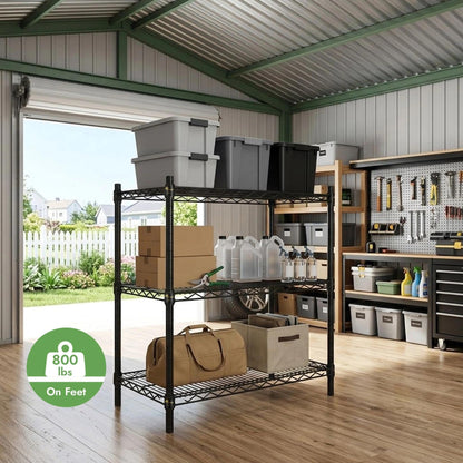 Black Heavy Duty Wire Shelving with 3 Tier Shelves